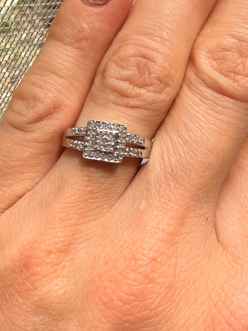 Vintage Square Halo Diamond Ring - Sz7 - Picture 9 of 17